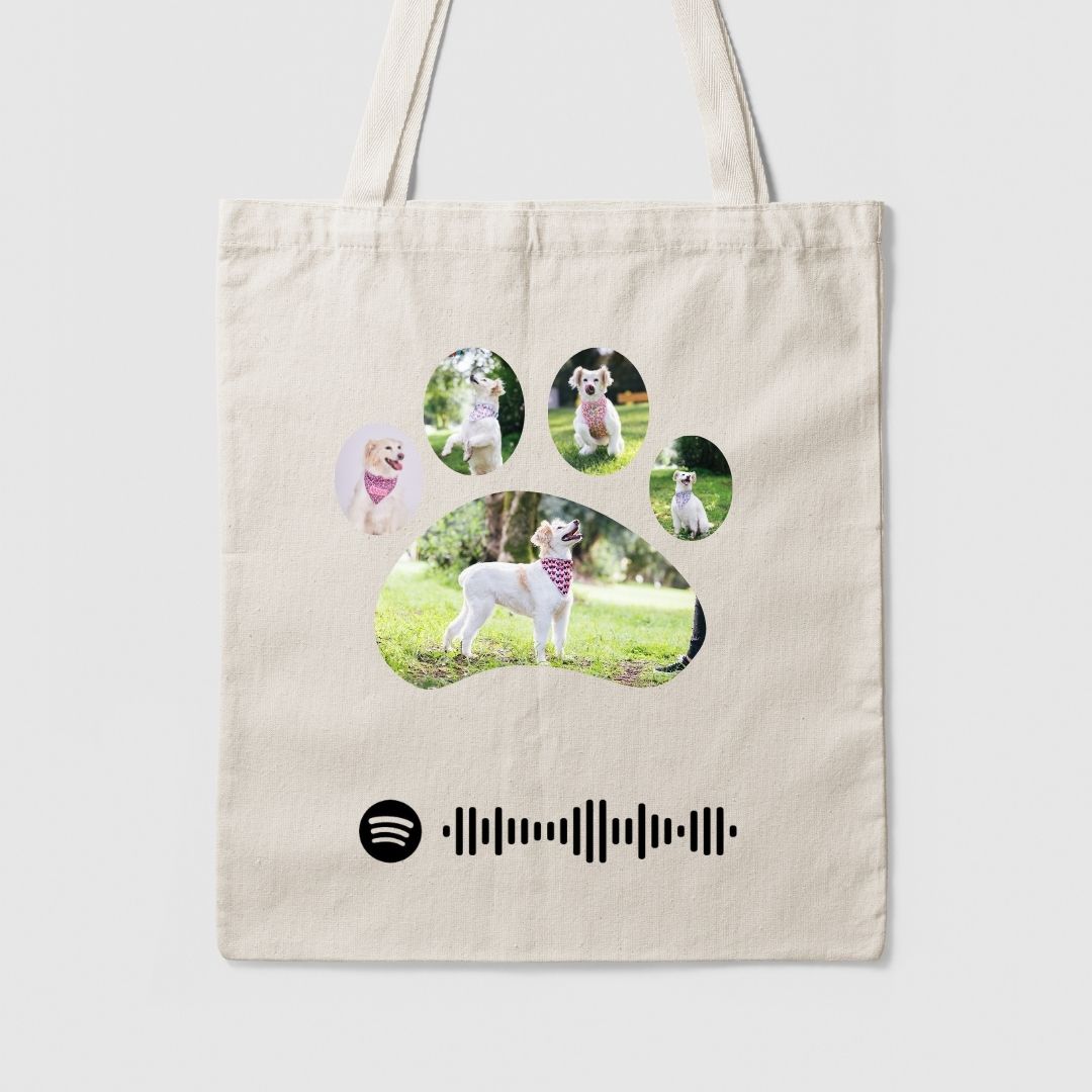 Tote bag personalizado "Huellita +  Canción Spotify"
