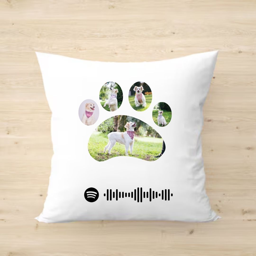 Funda Cojin " Huellita + Canción Spotify"