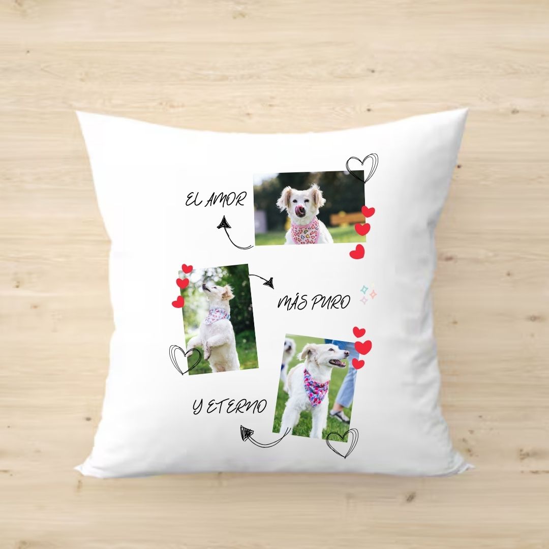 Funda cojín  blanco personalizado "El amor más puro y eterno"