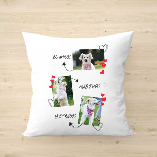 Funda cojín  blanco personalizado "El amor más puro y eterno"